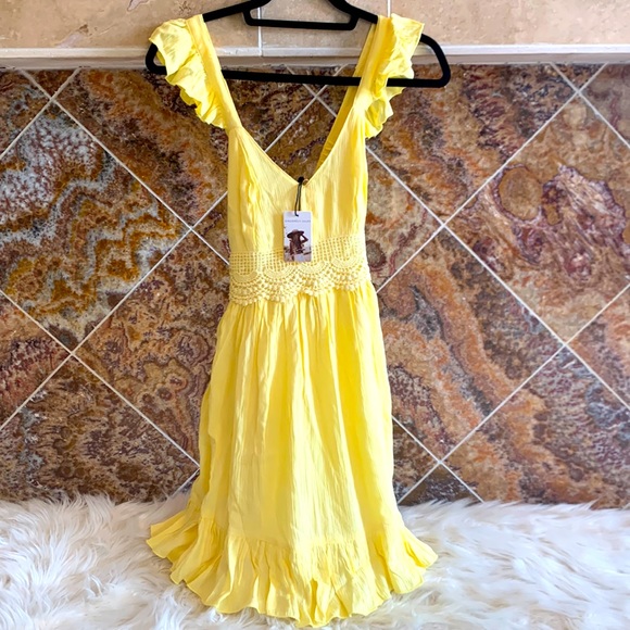 Sincerly Jules Dresses & Skirts - Sincerely Jules Yellow Ruffle Summer Dress Size Medium